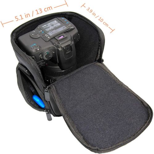  FOSOTO DSLR Camera Case Nylon Holster Bag Compatible for Nikon D3300 D3400 D3500 D5300 D5600 B700,Canon EOS Rebel XT XTi T6 T5i T3i SL2 1300D,Pentax,Sony Olympus and More - Black