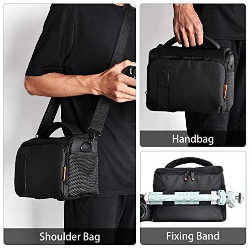  FOSOTO Waterproof (with Rain Cover) Shoulder Camera Case Bag Compatible for Nikon D5600 D750 D3300 Canon Rebel SL2 T7i EOS 80D 60D Sony A77II a68 a99II Travel DLSR SLR Camera Bags