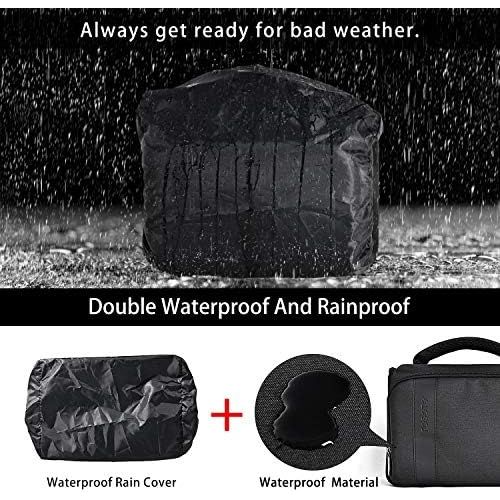  FOSOTO Waterproof (with Rain Cover) Shoulder Camera Case Bag Compatible for Nikon D5600 D750 D3300 Canon Rebel SL2 T7i EOS 80D 60D Sony A77II a68 a99II Travel DLSR SLR Camera Bags