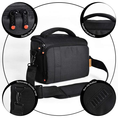  FOSOTO Waterproof (with Rain Cover) Shoulder Camera Case Bag Compatible for Nikon D5600 D750 D3300 Canon Rebel SL2 T7i EOS 80D 60D Sony A77II a68 a99II Travel DLSR SLR Camera Bags