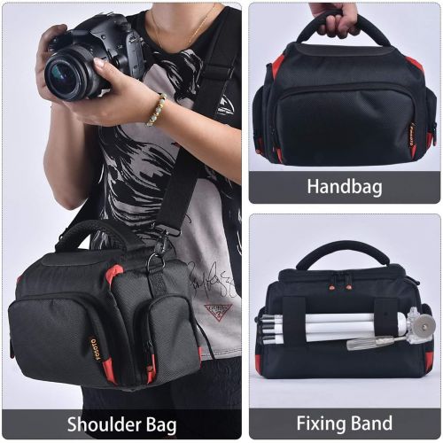  FOSOTO Camera Shoulder Bag Case Compatible for Nikon D3000 D3200 D3300 D5100 D5300 D7500 D500 D610 Canon 2000D T8i SL2 T7i DSLR Cameras