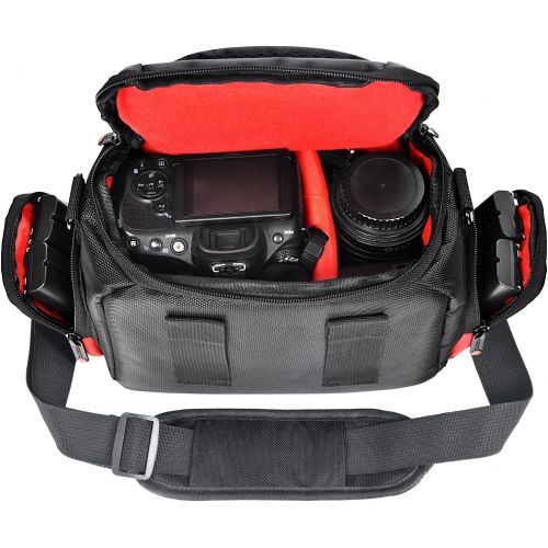  FOSOTO Camera Shoulder Bag Case Compatible for Nikon D3000 D3200 D3300 D5100 D5300 D7500 D500 D610 Canon 2000D T8i SL2 T7i DSLR Cameras