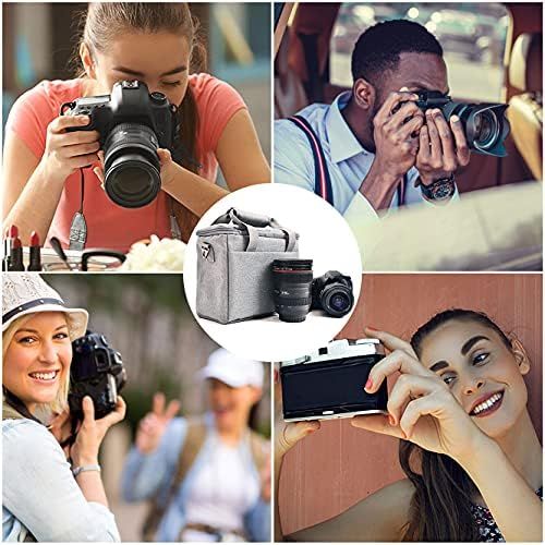  FOSOTO Camera Bag Case with Waterproof Rain Cover Compatible for Nikon D3500 D5600 D7500 D610 Canon EOS 4000D 2000D SL3 T7 M50 M6 SX530 Fujifilm X-T20,Grey