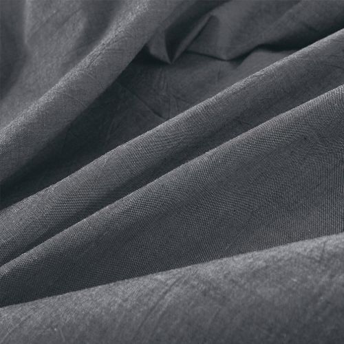  FOSSA Washed Cotton Duvet Cover Set Queen 3 Piece Bedding Sets Soft Wrinkled Solid Design (Queen, Dark Gray)