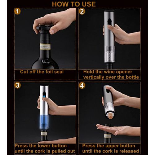  FOSTERSOURCE Electric Wine Bottle Opener Corkscrew with Storage Base Foil Cutter Vacuum Stopper Aerator Pourer