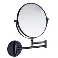 FOTEE Makeup Mirror Wall Mount, 3X Vanity Mirror Two-Sided Swivel Extendable Folding Mirror,Black_8inch