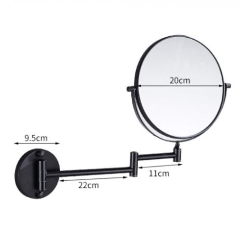  FOTEE Makeup Mirror Wall Mount, 3X Vanity Mirror Two-Sided Swivel Extendable Folding Mirror,Black_8inch