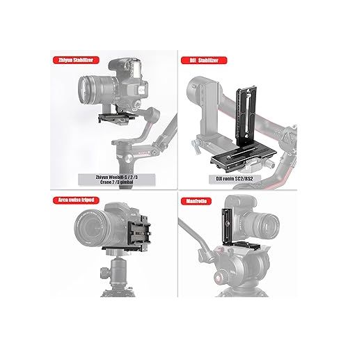  Fotga L-Shape Bracket Vertical Camera Quick Release Mount Plate for Zhiyun Crane 2 3 LAB Weebill 2 3 Weebill-S for DJI Ronin SC2 RS2 Gimbal Stabilizer Compatible with Manfrotto Tripod Ball Head