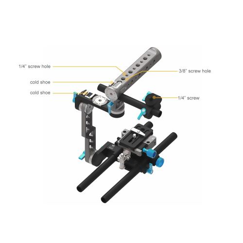  FOTGA Fotga DP500III Transformable Handle C Cage Kit with 15mm Rod Quick Release Plate and Shoulder Pad for Blackmagic BMCC BMPCC 5DII III A7 A7S A7R2 A7RM2 GH3 GH4 7D D7000 D7100 D750 D