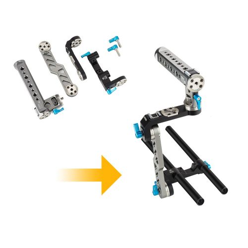  FOTGA Fotga DP500III Transformable Handle C Cage Kit with 15mm Rod Quick Release Plate and Shoulder Pad for Blackmagic BMCC BMPCC 5DII III A7 A7S A7R2 A7RM2 GH3 GH4 7D D7000 D7100 D750 D