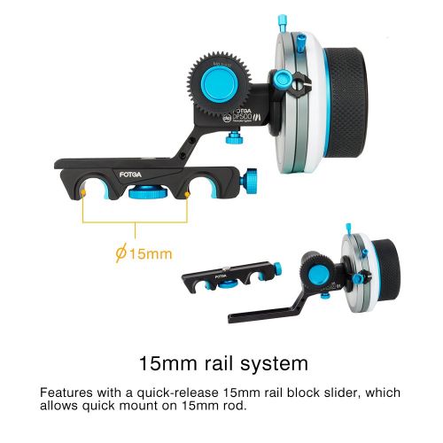  FOTGA Fotga DP500III 15mm Dampen Follow Focus with AB Hard Stop, 46-110mm Adjustable Belt and Pergear Clean Kit for All DSLR Video Cameras Blackmagic BMCC BMPCC 5DIII 5DIV Sony A7R A7S