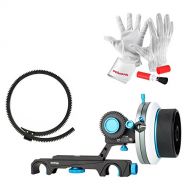 FOTGA Fotga DP500III 19mm Dampen Follow Focus with AB Hard Stop, 46-110mm Adjustable Belt and Pergear Clean Kit for All DSLR Video Cameras Blackmagic BMCC BMPCC 5DIII 5DIV Sony A7R A7S