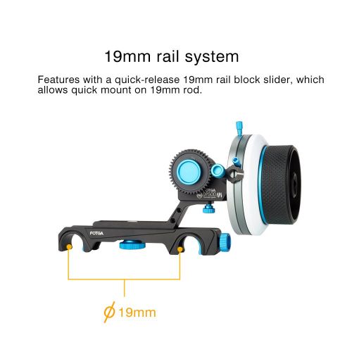  FOTGA Fotga DP500III 19mm Dampen Follow Focus with AB Hard Stop, 46-110mm Adjustable Belt and Pergear Clean Kit for All DSLR Video Cameras Blackmagic BMCC BMPCC 5DIII 5DIV Sony A7R A7S