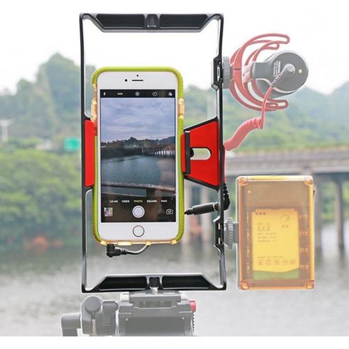  FOTGA Video Camera Cage Handle Rig + 49-LED Light + BOYA BY-MM1 Microphone for Smart Phone