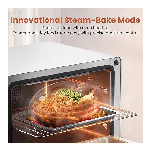  FOTILE ChefCubii 4-in-1 Countertop Convection Steam Oven, Air Fryer, Dehydrator with True Convection Bake, Steam-Bake, Broil, 40 Preset Menu and Steam Self-Clean, 1 CFT