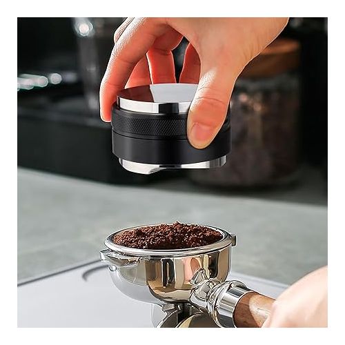  53mm Coffee Distributor & Tamper, Adjustable Depth Espresso Distributor Compatible with 54mm Breville Portafilter, Professional Espresso Dual Head Coffee Leveler, Hand Tampers