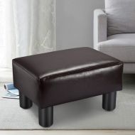 [아마존베스트]FOUR UNCLES 16 PU Leather Foot Stool - Small Footrest Under Desk, Modern Rectangular Ottoman Footstool Chair Seat, Brown