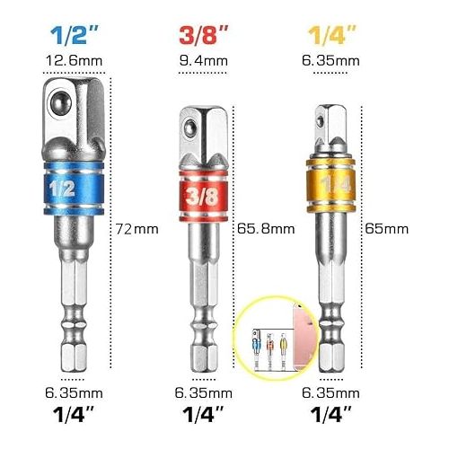  Flexible Drill Bit Extension, Includes 105° Right Angle Drill, Bendable, 3pcs 1/4 3/8 1/2