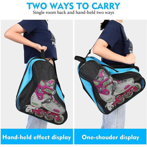  FOUUA Roller Skate Bag - Unisex Ice Skate Bag with Adjustable Shoulder Strap - Breathable Oxford Cloth Skating Shoes Storage Bag Without Unpleasant Smell Roller Skate Accessories