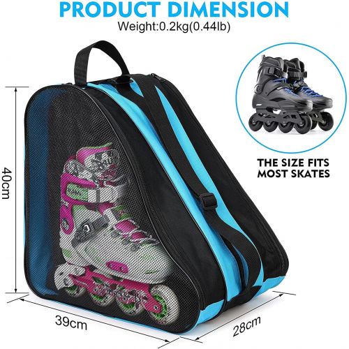  FOUUA Roller Skate Bag - Unisex Ice Skate Bag with Adjustable Shoulder Strap - Breathable Oxford Cloth Skating Shoes Storage Bag Without Unpleasant Smell Roller Skate Accessories