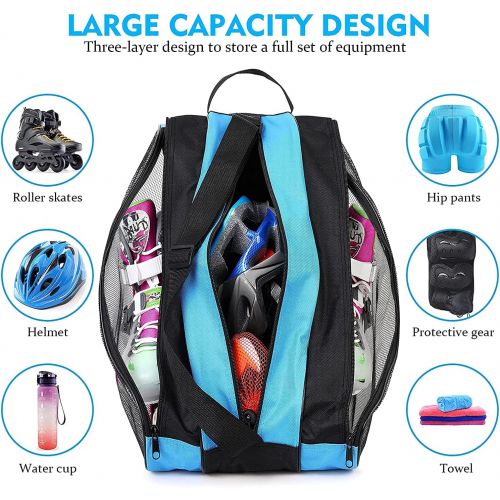  FOUUA Roller Skate Bag - Unisex Ice Skate Bag with Adjustable Shoulder Strap - Breathable Oxford Cloth Skating Shoes Storage Bag Without Unpleasant Smell Roller Skate Accessories