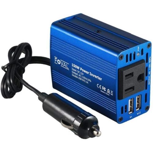  Foval 150W Power Inverter DC 12V to 110V AC Converter with 3.1A Dual USB Car Charger