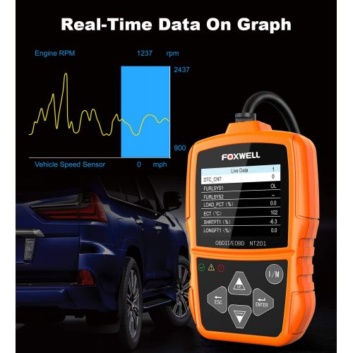  FOXWELL NT201 Auto OBD2 Scanner Check Car Engine Light Code Reader OBD II Diagnostic Scan Tool Emission Analyzer(New Version)