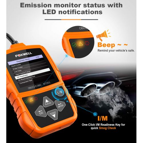  FOXWELL NT201 Auto OBD2 Scanner Check Car Engine Light Code Reader OBD II Diagnostic Scan Tool Emission Analyzer(New Version)