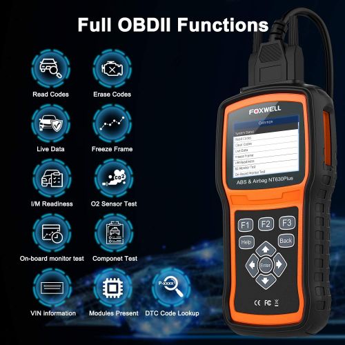  FOXWELL NT630 Plus OBD2 Scanner SRS Code Reader Automotive OBD II ABS Airbag Diagnostic and Active Test Scan Tool(Enhanced 2019 Version)