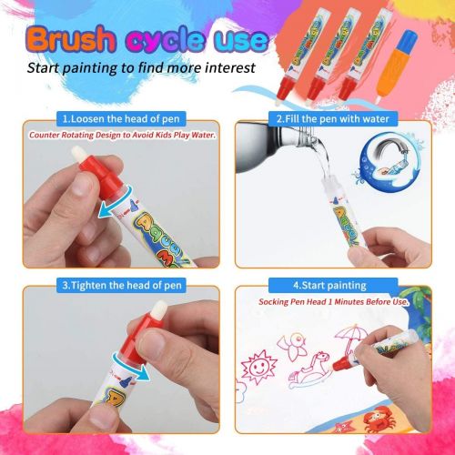  [아마존베스트]FOYOKEN Water Doodle Mat Magic Drawing Mat Birthday Gifts Kids Toddler Toys for 2 3 4 5 6 Years Old Girls Boys Painting Writing Educational Learning Activities Large Size 40 x 28 I