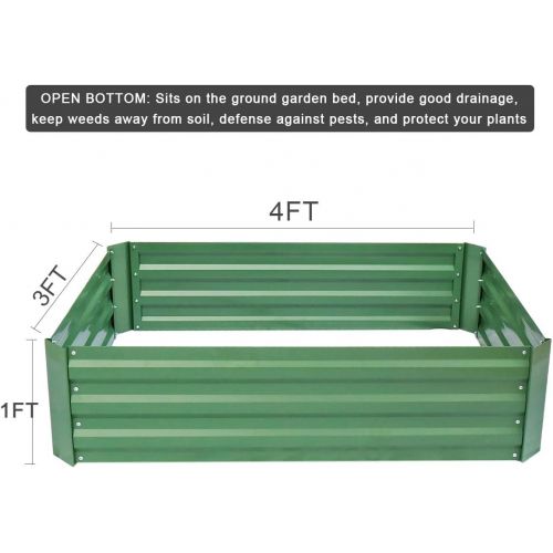  [아마존 핫딜] [아마존핫딜]FOYUEE Metal Raised Garden Bed Kit Elevated Planter Box Outdoor Patio Frame for Vegetables 4 x 3 x 1, Green
