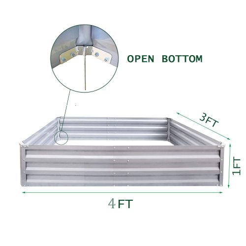  FOYUEE Galvanized Raised Garden Beds for Vegetables Metal Planter Boxes Outdoor Large Patio Bed Kit Planting Herb 4 x 3 x 1ft