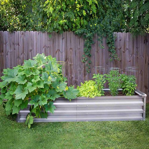  FOYUEE Galvanized Raised Garden Beds for Vegetables Metal Planter Boxes Outdoor Large Patio Bed Kit Planting Herb 4 x 3 x 1ft