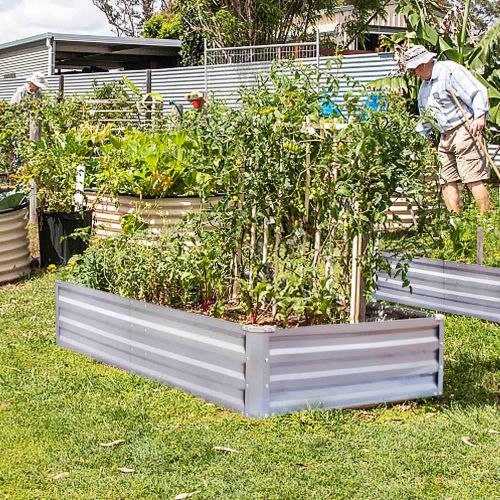  FOYUEE Galvanized Raised Garden Beds for Vegetables Metal Planter Boxes Outdoor Large Patio Bed Kit Planting Herb 4 x 3 x 1ft