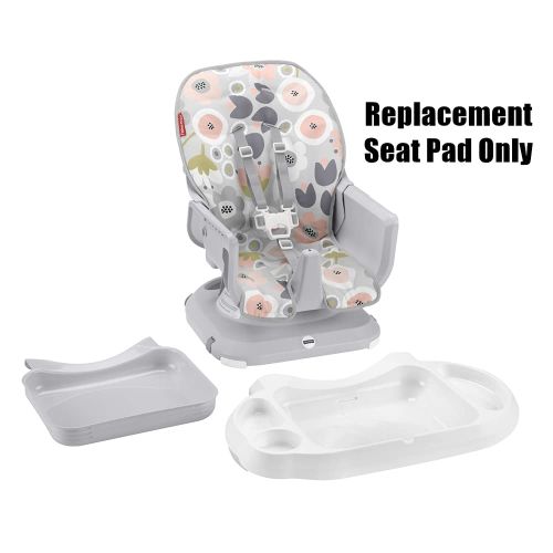  F-Price Replacement Part for Fisher-Price Highchair - GLT66 Space-Saver High-Chair Booster Seat Grey Blooming Flowers Replacement Seat Pad