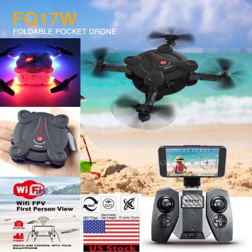  FQ777 FQ17W WIFI FPV Quadcopter Foldable Pocket Drone With 0.3MP Camera Altitude Hold Mode RC Quacopter RTF - Black