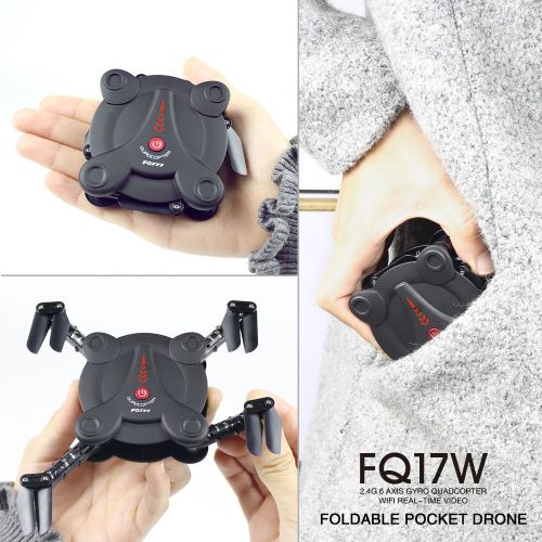  FQ777 FQ17W WIFI FPV Quadcopter Foldable Pocket Drone With 0.3MP Camera Altitude Hold Mode RC Quacopter RTF - Black