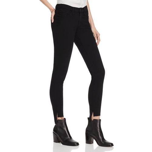  FRAME Le Skinny De Jeanne Raw Stagger Jeans in Film Noir