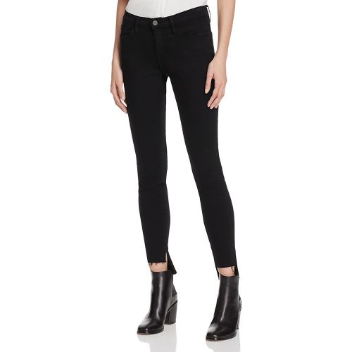  FRAME Le Skinny De Jeanne Raw Stagger Jeans in Film Noir