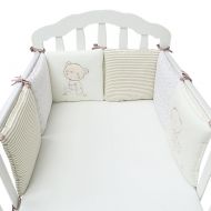 FREAHAP R Hengfey Cotton Breathable Baby Crib Bumpers Beige 6 PCS