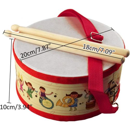  [아마존베스트]FREAHAP R Kids Drum Wood Toy Drum Set with Carry Strap and Stickers for Kids and Toddlers