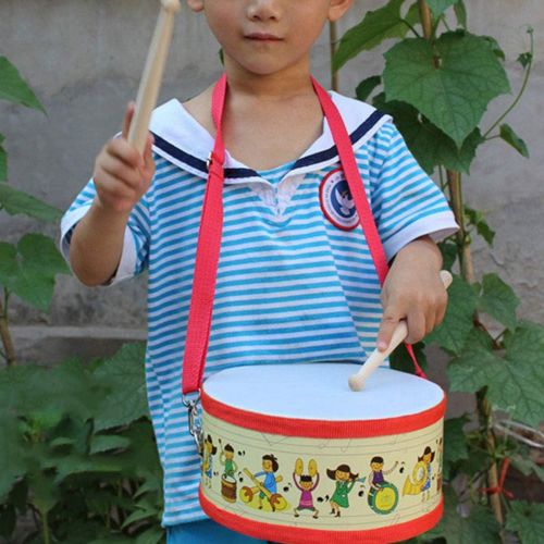  [아마존베스트]FREAHAP R Kids Drum Wood Toy Drum Set with Carry Strap and Stickers for Kids and Toddlers