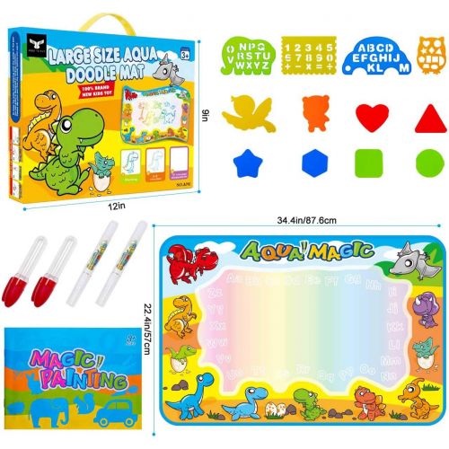  [아마존 핫딜]  [아마존핫딜]FREE TO FLY Large Aquadoodle Drawing Mat for Kids Water Painting Writing Doodle Board Toy Color Aqua Magic Mat Bring Magic Pens Educational Travel Toys Gift for Boys Girls Toddlers