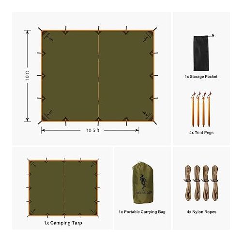  FREE SOLDIER Waterproof Portable Tarp Multifunctional Outdoor Camping Traveling Awning Backpacking Tarp Shelter Rain Tarp (Brown)