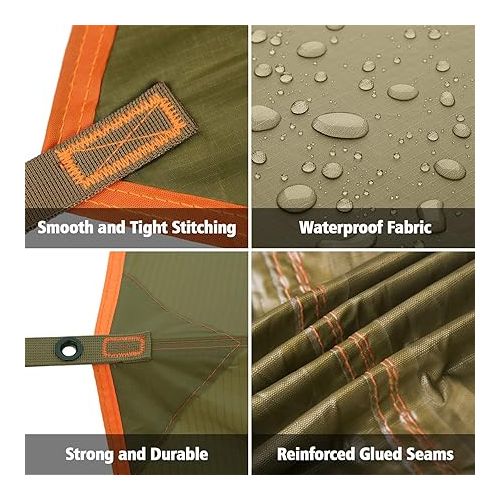  FREE SOLDIER Waterproof Portable Tarp Multifunctional Outdoor Camping Traveling Awning Backpacking Tarp Shelter Rain Tarp (Brown)