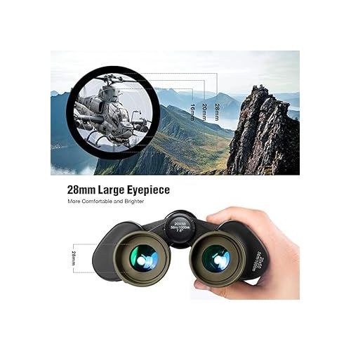  FREE SOLDIER 20x50 Military Binoculars for Adults with Smartphone Adapter - Compact Waterproof Tactical Binoculars for Bird Watching Hunting Hiking Concert Travel Theater with BAK4 Prism FMC Lens, Mud