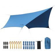 FREE SOLDIER Waterproof Portable Tarp Multifunctional Outdoor Camping Traveling Awning Backpacking Tarp Shelter Rain Tarp