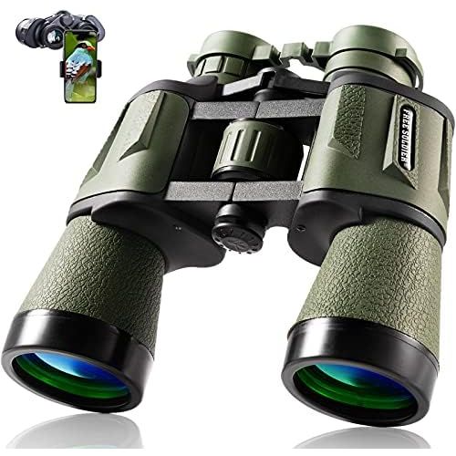  [아마존베스트]FREE SOLDIER 20x50 Binoculars for Adults with Smartphone Adapter 28mm Large Eyepiece HD Binoculars for Bird Watching Hunting Hiking Sightseeing Travel Concert Games with BAK4 Prism