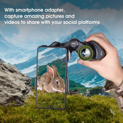  [아마존베스트]FREE SOLDIER 20x50 Binoculars for Adults with Smartphone Adapter 28mm Large Eyepiece HD Binoculars for Bird Watching Hunting Hiking Sightseeing Travel Concert Games with BAK4 Prism