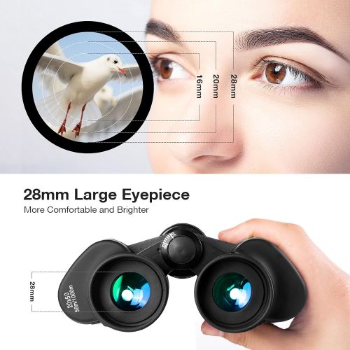  [아마존베스트]FREE SOLDIER 20x50 Binoculars for Adults with Smartphone Adapter 28mm Large Eyepiece HD Binoculars for Bird Watching Hunting Hiking Sightseeing Travel Opera Concert Games with BAK4 Prism FMC Le